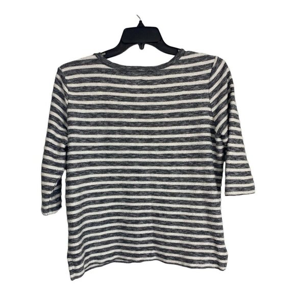 Loft Womens Shirt Adult Size Small Lounge Black White Striped 3/4 Sleeve Blouse - Picture 4 of 7